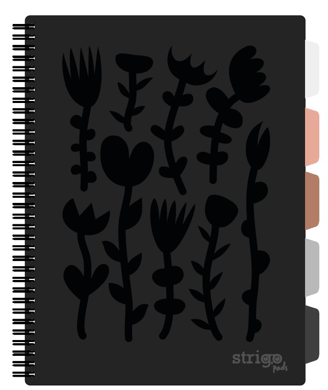 Caiet cu Spirala si Separatoare Strigo Pads Project Book Floral A4, Matematica, Negru