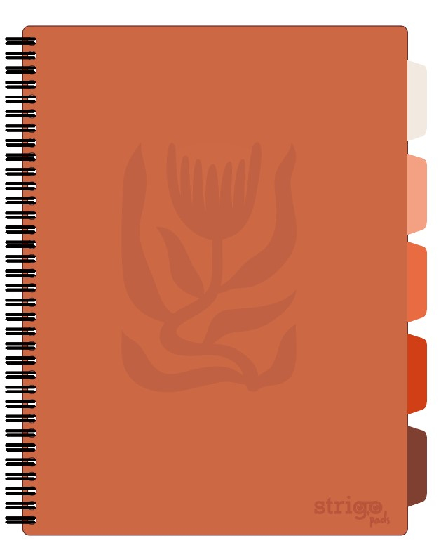 Caiet cu Spirala si Separatoare Strigo Pads Project Book Floral A4, Matematica, Teracota