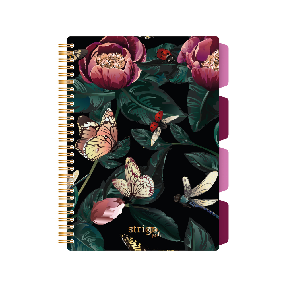 Caiet cu Spirala si Separatoare Strigo Pads Project Book Flori B5, Matematica, Verde