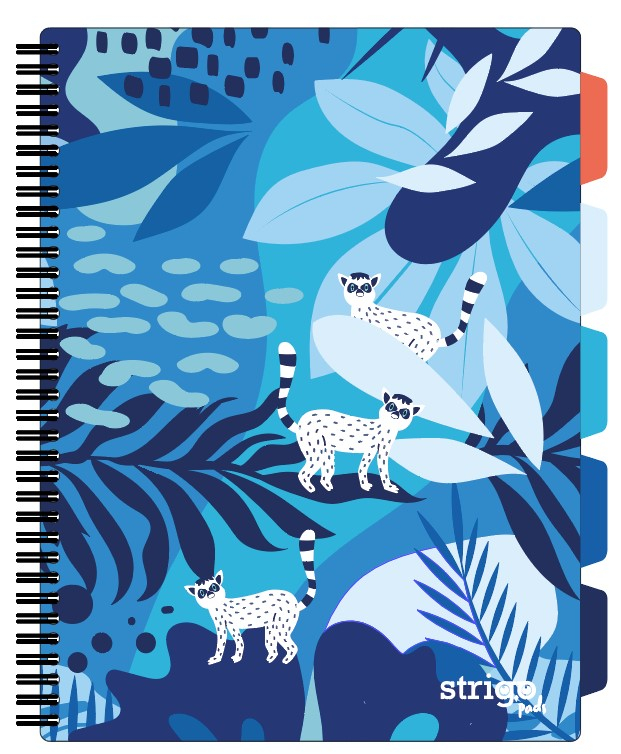 Caiet cu Spirala si Separatoare Strigo Pads Project Book Jungle A4, Matematica, Albastru