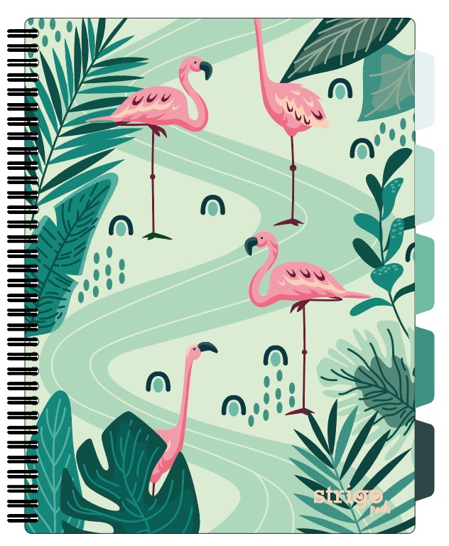 Caiet cu Spirala si Separatoare Strigo Pads Project Book Jungle A4, Matematica, Verde
