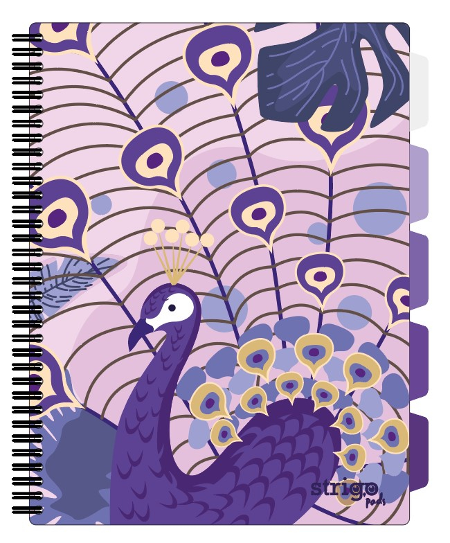 Caiet cu Spirala si Separatoare Strigo Pads Project Book Jungle A4, Matematica, Mov