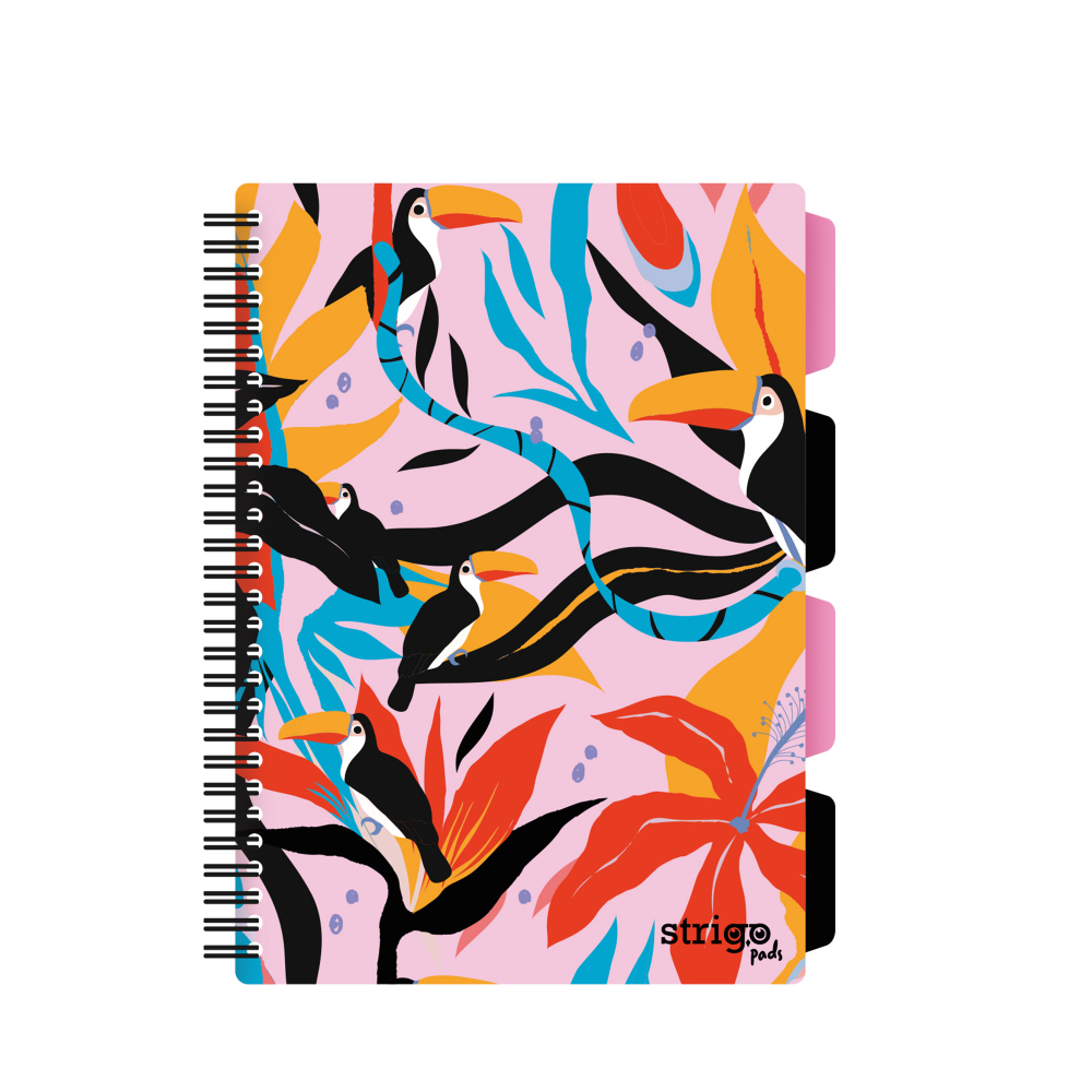 Caiet cu Spirala si Separatoare Strigo Pads Project Book Jungle B5, Matematica, Roz