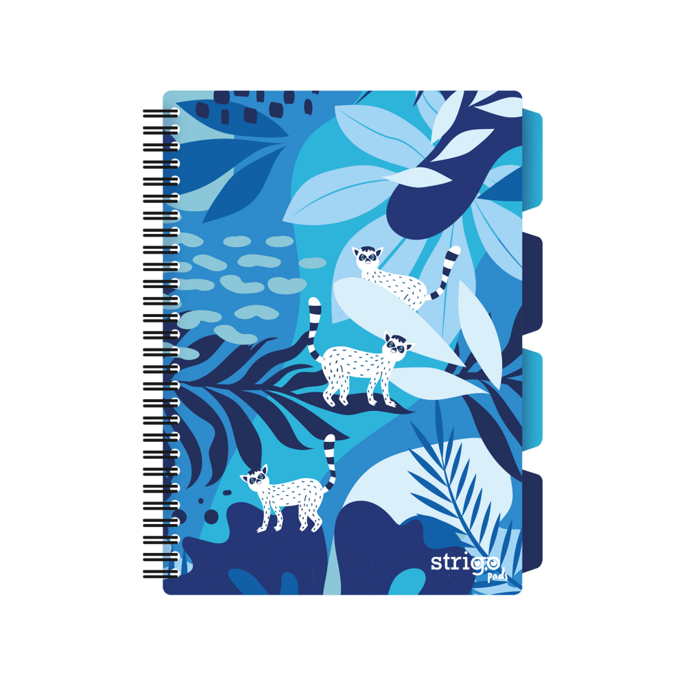 Caiet cu Spirala si Separatoare Strigo Pads Project Book Jungle B5, Matematica, Albastru