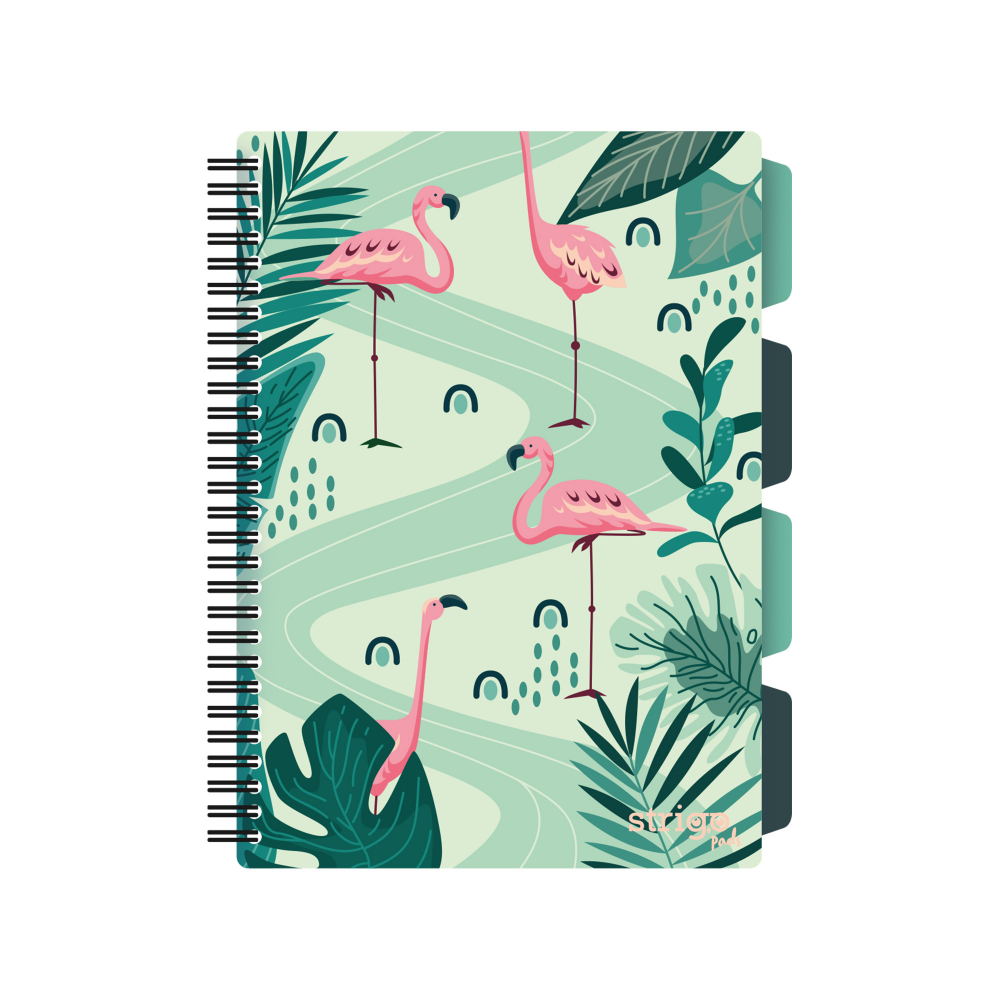 Caiet cu Spirala si Separatoare Strigo Pads Project Book Jungle B5, Matematica, Verde