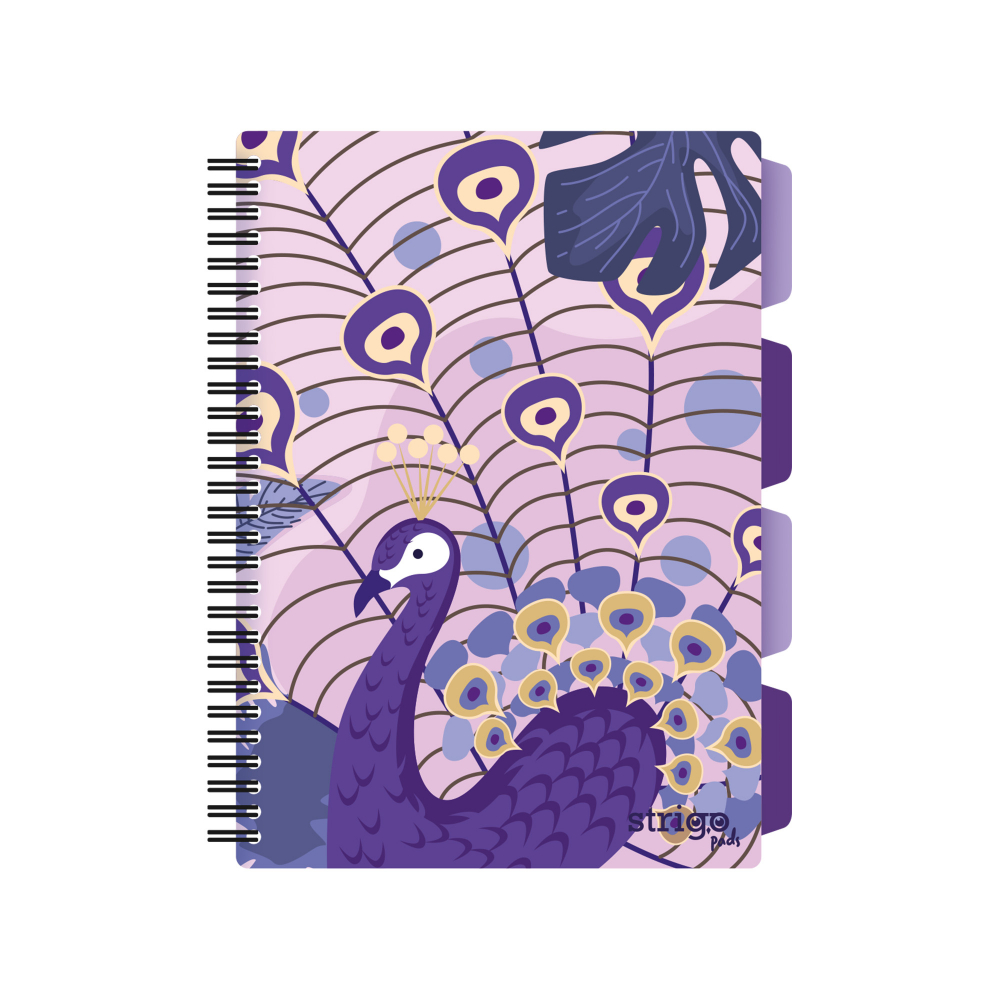 Caiet cu Spirala si Separatoare Strigo Pads Project Book Jungle B5, Matematica, Mov