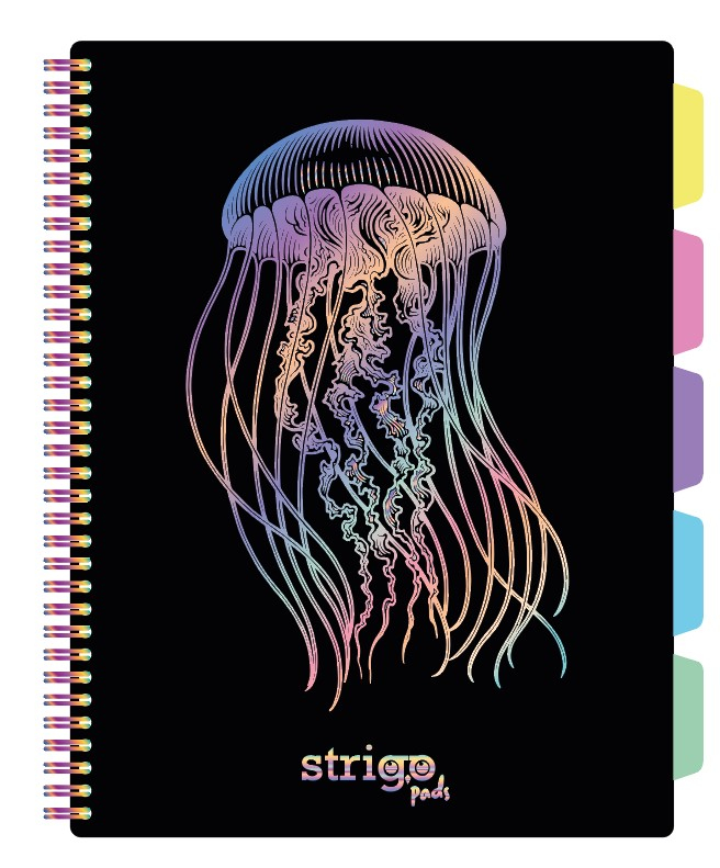 Caiet cu Spirala si Separatoare Strigo Pads Project Book MEDUZA A4, Matematica, Negru