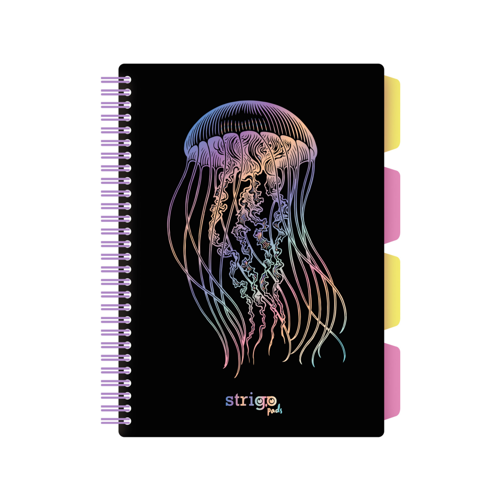 Caiet cu Spirala si Separatoare Strigo Pads Project Book MEDUZA B5, Matematica, Negru