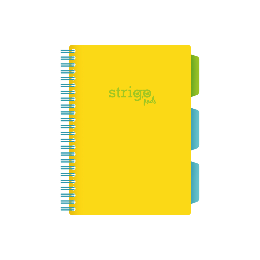 Caiet cu Spirala si Separatoare Strigo Pads Project Book Neon A5, Dictando, Galben Neon
