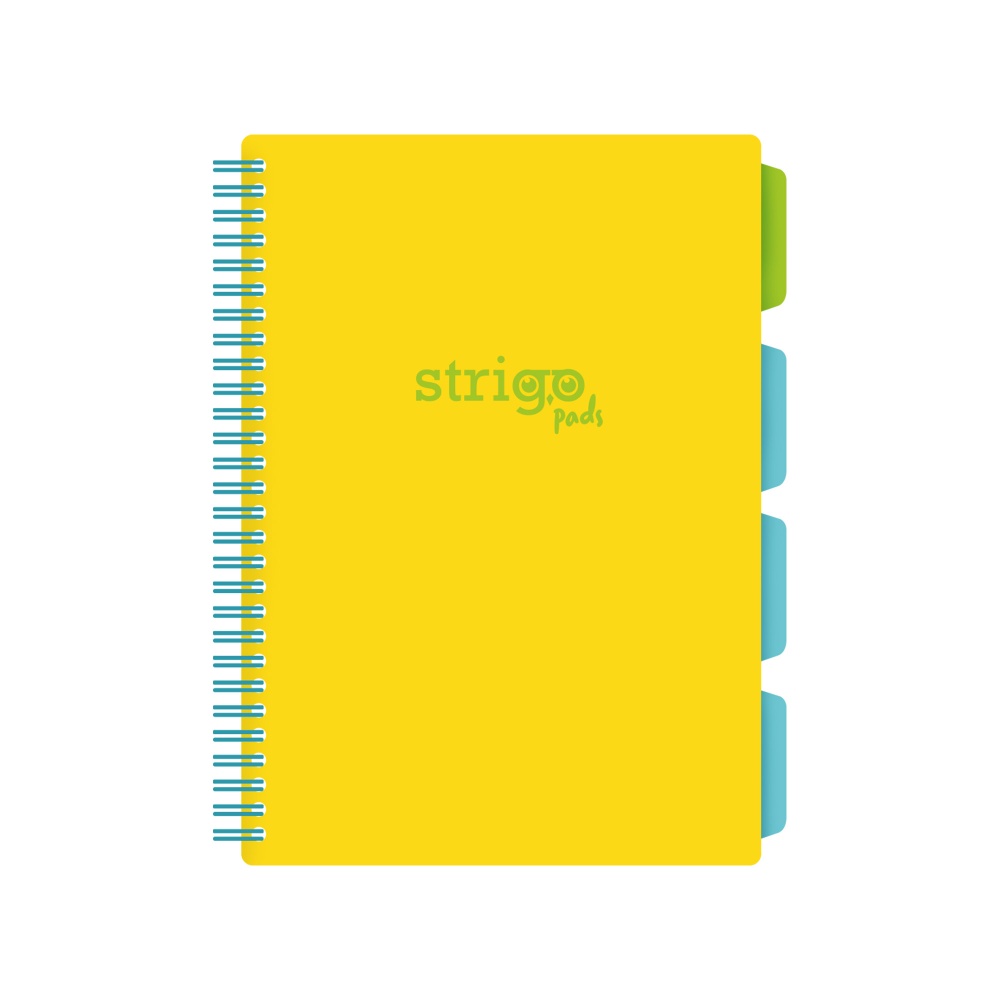 Caiet cu Spirala si Separatoare Strigo Pads Project Book Neon B5, Matematica, 200 pag., Galben Neon