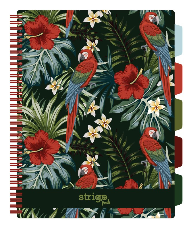 Caiet cu Spirala si Separatoare Strigo Pads Project Book TROPICAL A4, Matematica, Floral