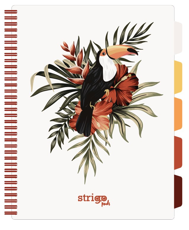Caiet cu Spirala si Separatoare Strigo Pads Project Book TROPICAL A4, Matematica, Floral