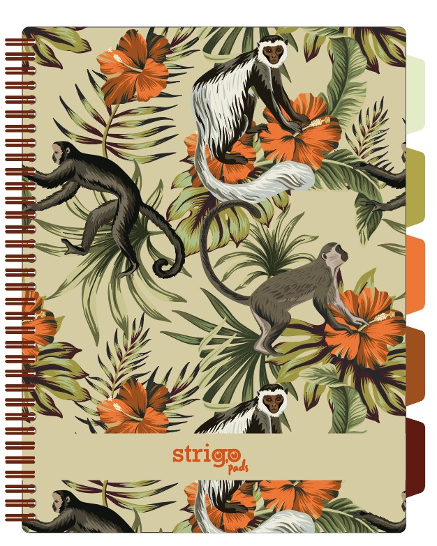 Caiet cu Spirala si Separatoare Strigo Pads Project Book TROPICAL A4, Matematica, Floral