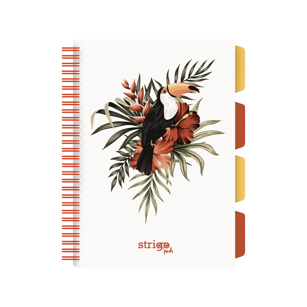 Caiet cu Spirala si Separatoare Strigo Pads Project Book TROPICAL B5, Matematica, Floral