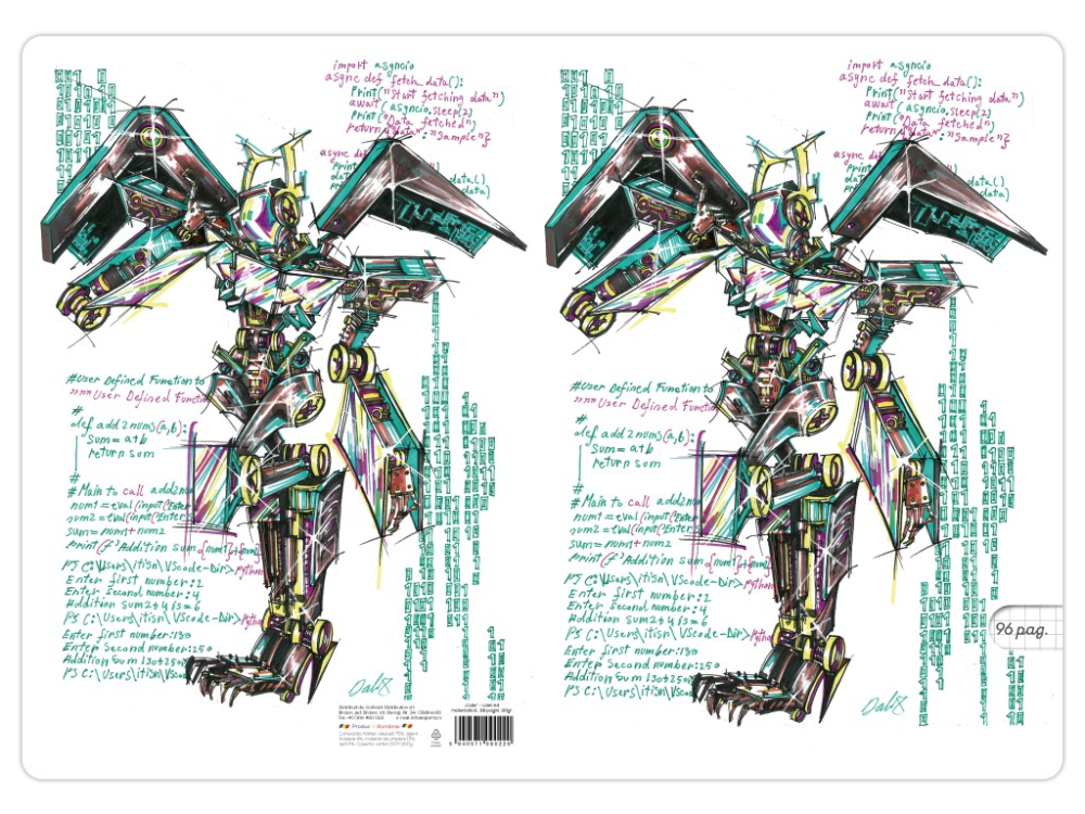 Caiet matematica A4,48 file,80g, ilustratie Code [3]