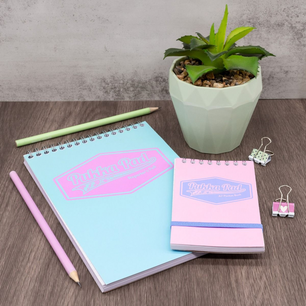 Caiet Pukka Pad Pastel A7, 100 Pagini Dictando, Hârtie 80g, Coperți Cartonate, Roz [3]