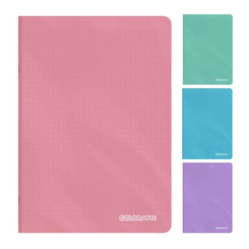 Caiet scolar A5, 48  file, matematica, colturi rotunjite, coperta plastic, culori macarons, 70g/mp [5]