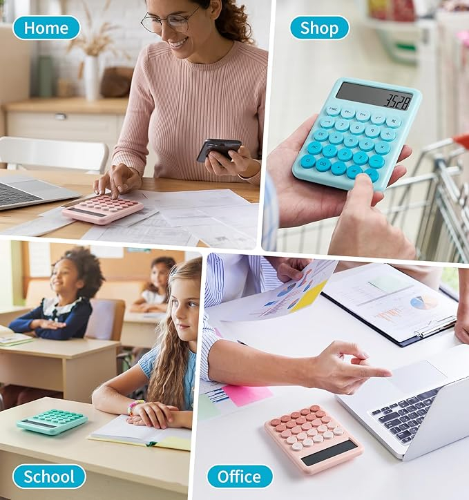 Calculator electronic cu afisare pentru scoala, birou, 12 digiti, albastru deschis,14.5x10.5 cm [6]