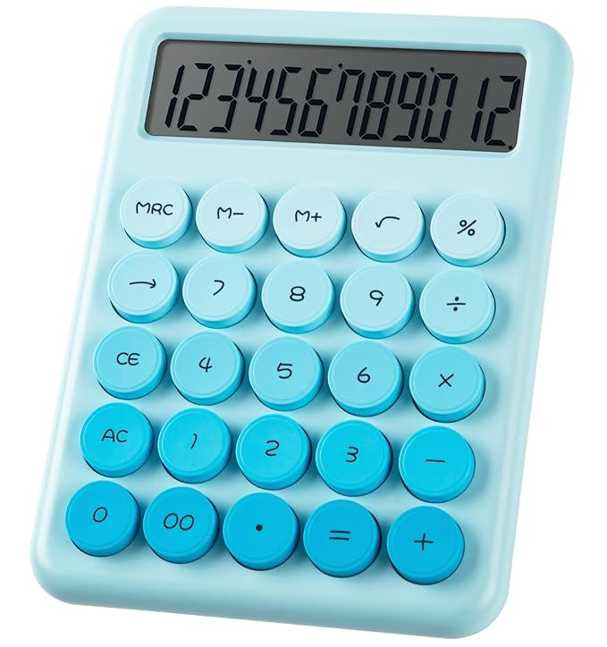 Calculator electronic cu afisare pentru scoala, birou, 12 digiti, albastru deschis,14.5x10.5 cm [1]