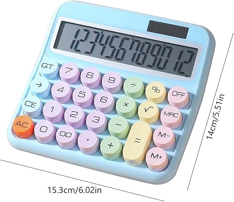 Calculator electronic cu afisare pentru scoala, birou, 12 digiti, albastru deschis,15x14 cm [2]