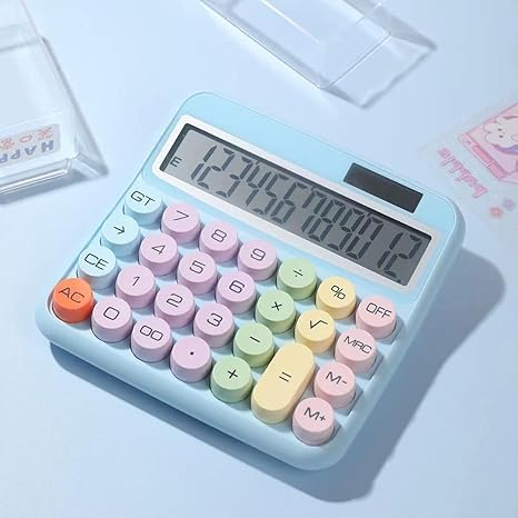 Calculator electronic cu afisare pentru scoala, birou, 12 digiti, albastru deschis,15x14 cm [1]