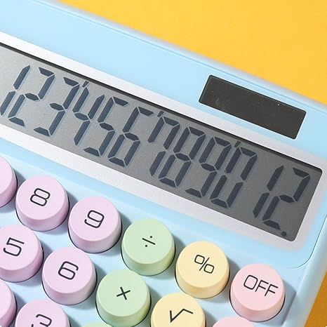Calculator electronic cu afisare pentru scoala, birou, 12 digiti, albastru deschis,15x14 cm [4]