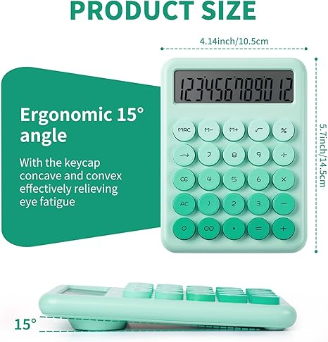 Calculator electronic cu afisare pentru scoala, birou, 12 digiti, verde deschis,14.5x10.5 cm [2]