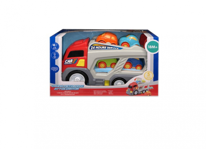 Camion Platformă cu 4 Mașinuțe pentru Copii cu Lumini, Multicolor, +18 Luni [2]