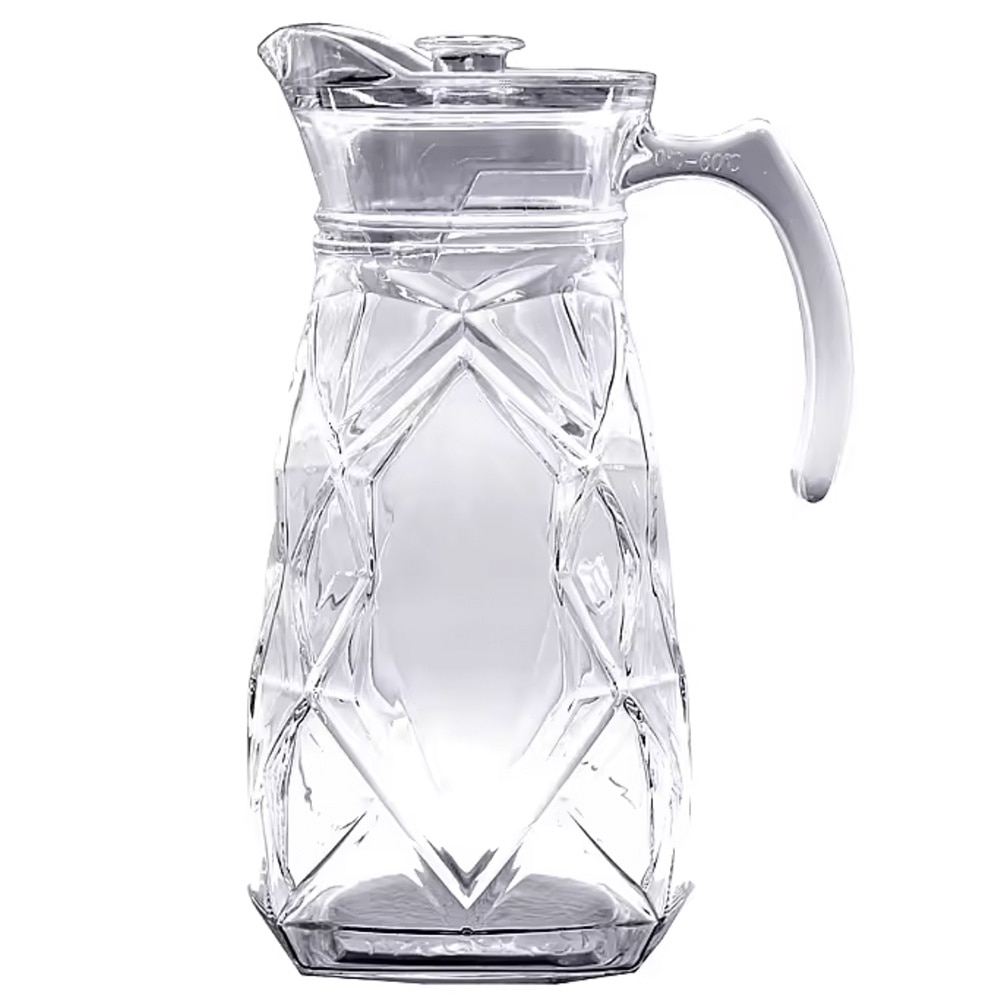 Carafa pentru apa,limonada sau suc in sticla cu capac din plastic,transparent,1800 ml