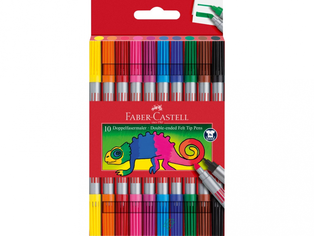 Carioci Faber-Castell 2 capete, 10 culori set, lavabile