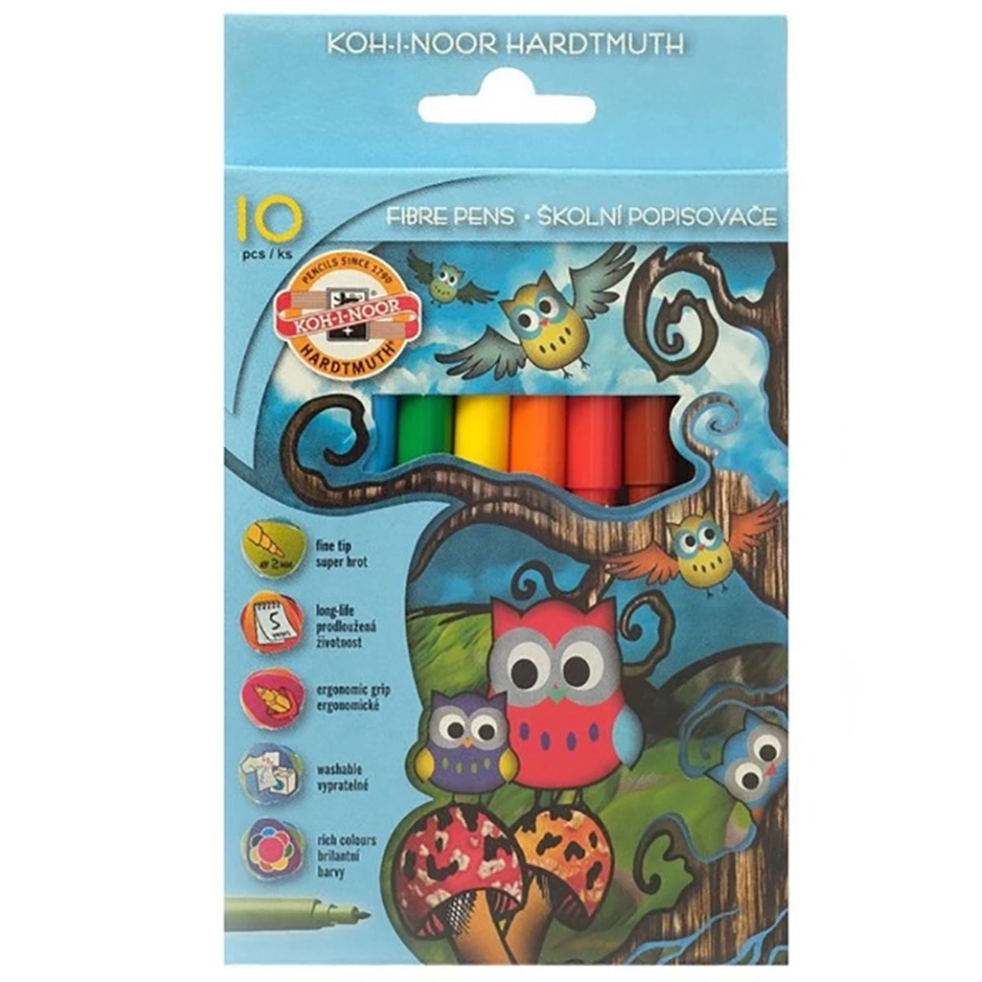 Carioci colorate copii koh-i-noor owls,10 culori set