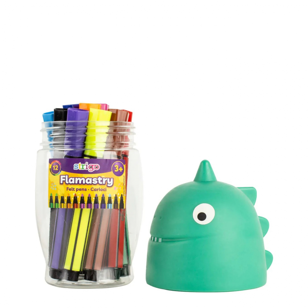 Carioci lavabile cu cutie depozitare Dinozaur,12 culori/set [2]