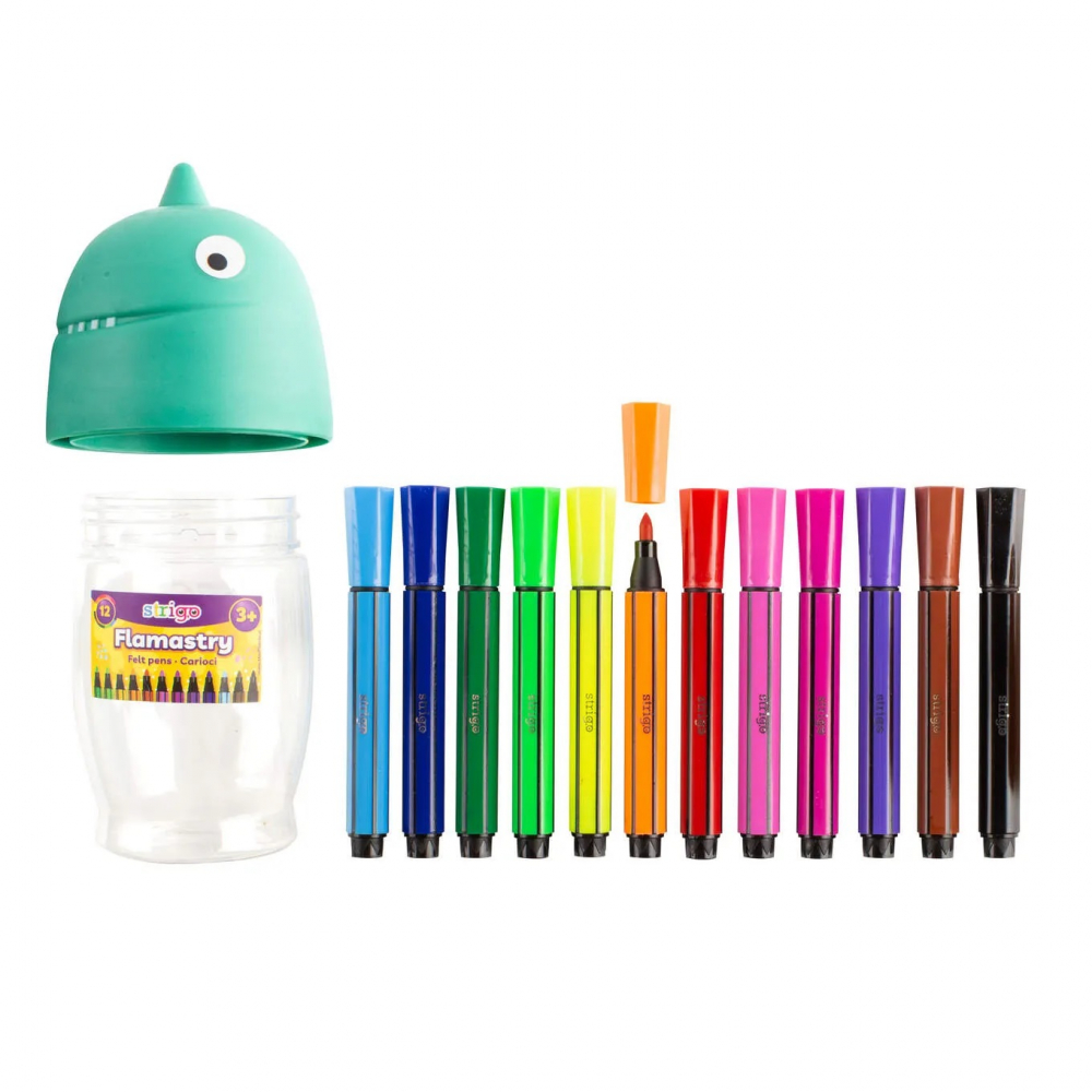 Carioci lavabile cu cutie depozitare Dinozaur,12 culori/set [3]