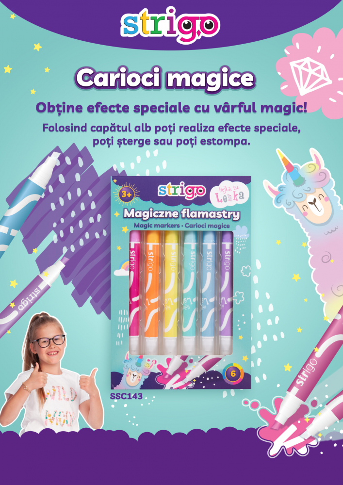 Set 6 carioci Strigo Magic Markers Lenka, culori schimbătoare [1]