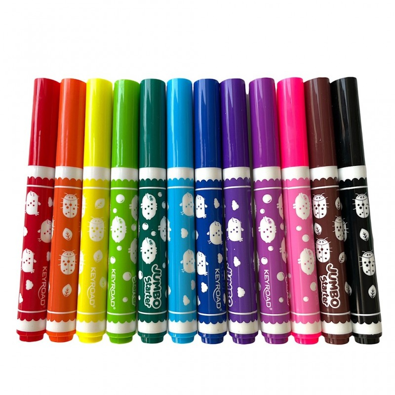 Carioci pentru textile Keyroad Baby Line Jumbo, 12 culori, non-toxic [4]