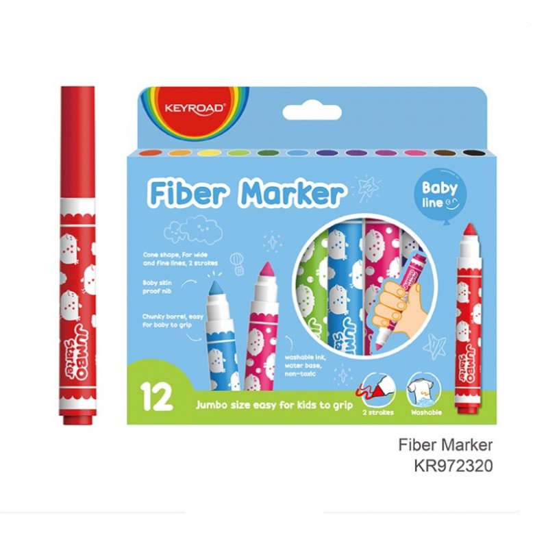 Carioci pentru textile Keyroad Baby Line Jumbo, 12 culori, non-toxic [2]