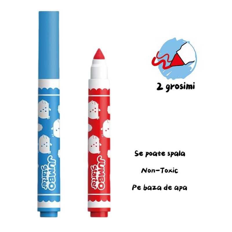 Carioci pentru textile Keyroad Baby Line Jumbo, 12 culori, non-toxic [3]