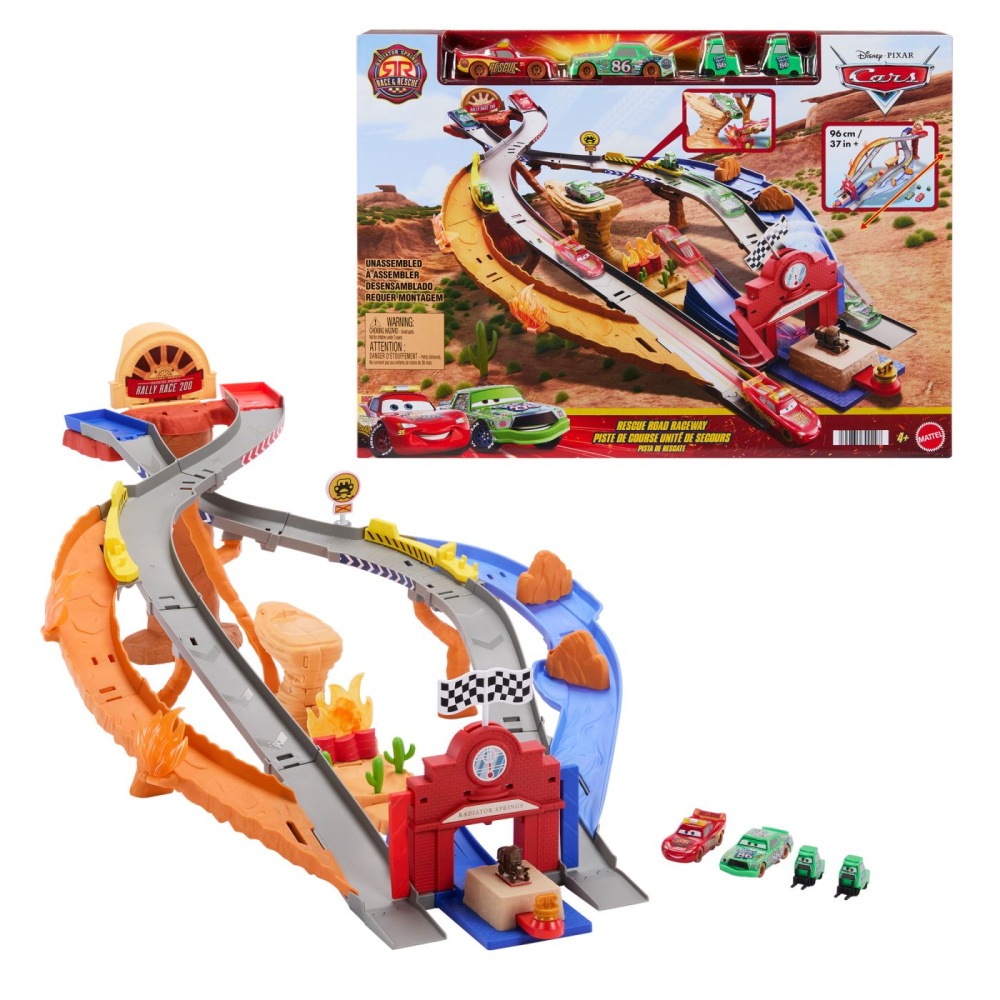CARS RACE AND RESCUE SET DE JOACA CURCUIT DE SALVARE SI 3 MASINUTE METALICE [2]