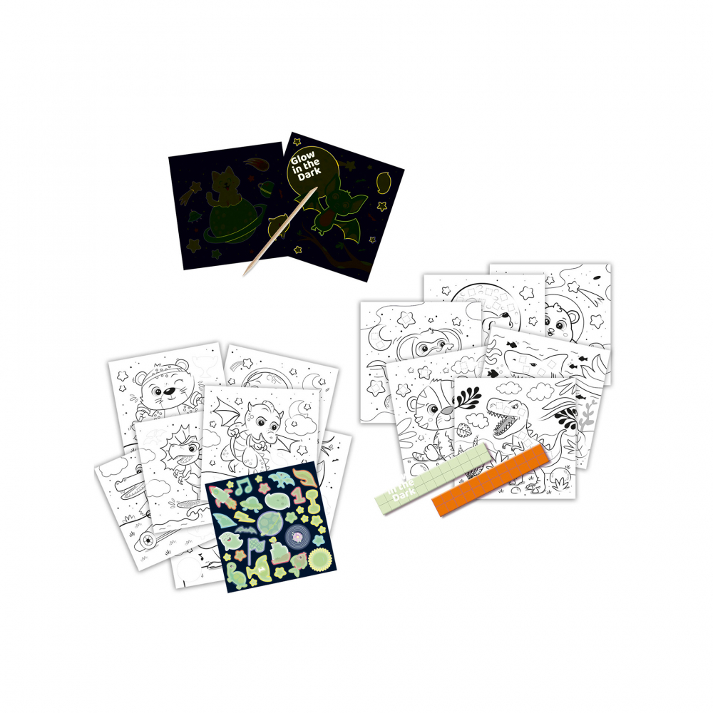 Carte de colorat 3 in 1 pentru copii, cu animale, luminiscenta [2]
