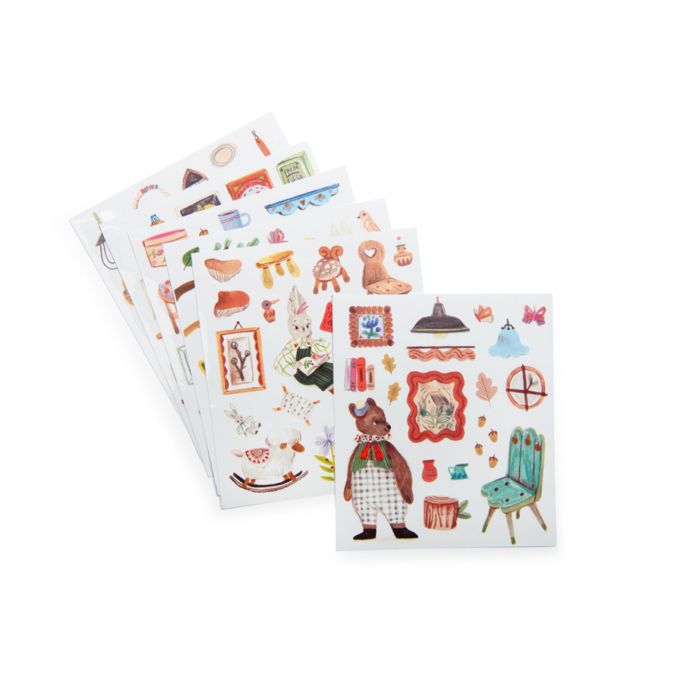 Carte de colorat cu abțibilduri Les Minouchkas, Moulin Roty [2]