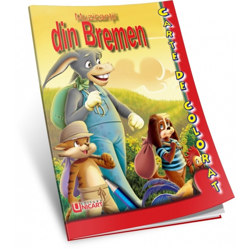 Carte de colorat și povești – Muzicanții din Bremen, tip A5, 16 pagini [1]