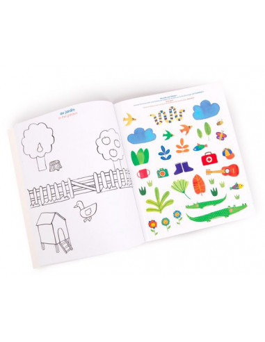 Carte de desen cu abtibilduri Engleza-Franceza, Moulin Roty [3]