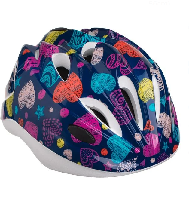 Casca de protectie pentru copii, imprimeu inimioare, multicolor, 52-56 cm [2]