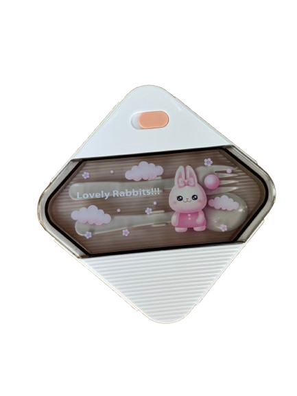 Caserola cu 3 compartimente pentru copii si tacamuri incluse, model iepuras,plastic [1]