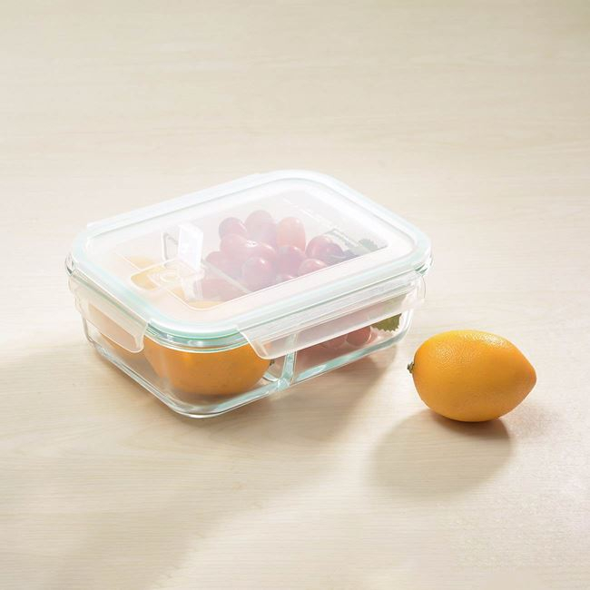 Caserola cu capac din sticla pentru alimente,2 compartimente,1000 ml [3]