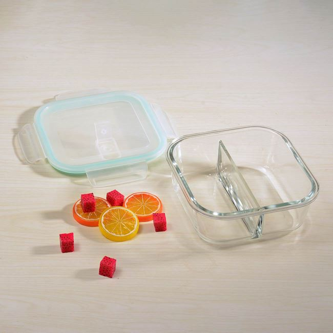 Caserola cu capac din sticla pentru alimente,2 compartimente,1100 ml [2]