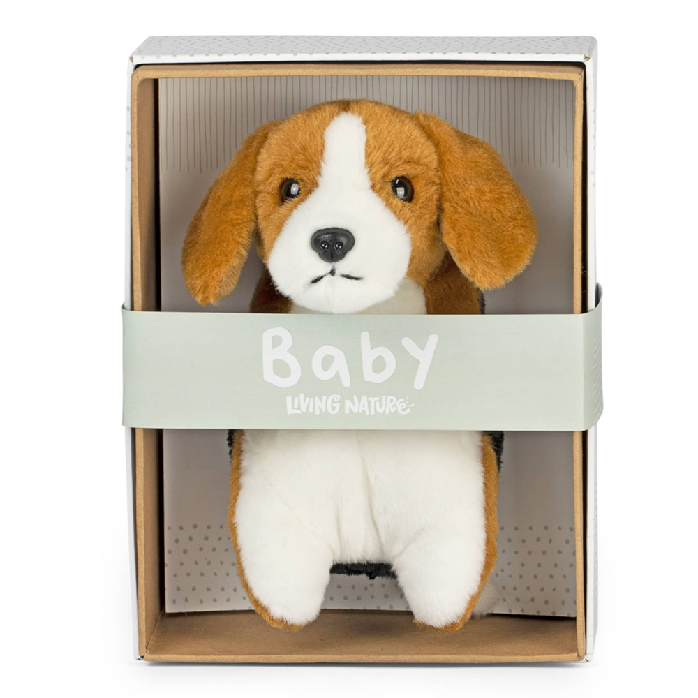 Cățeluș Beagle Bebeluș de pluș 17 cm în cutie – Living Nature [2]