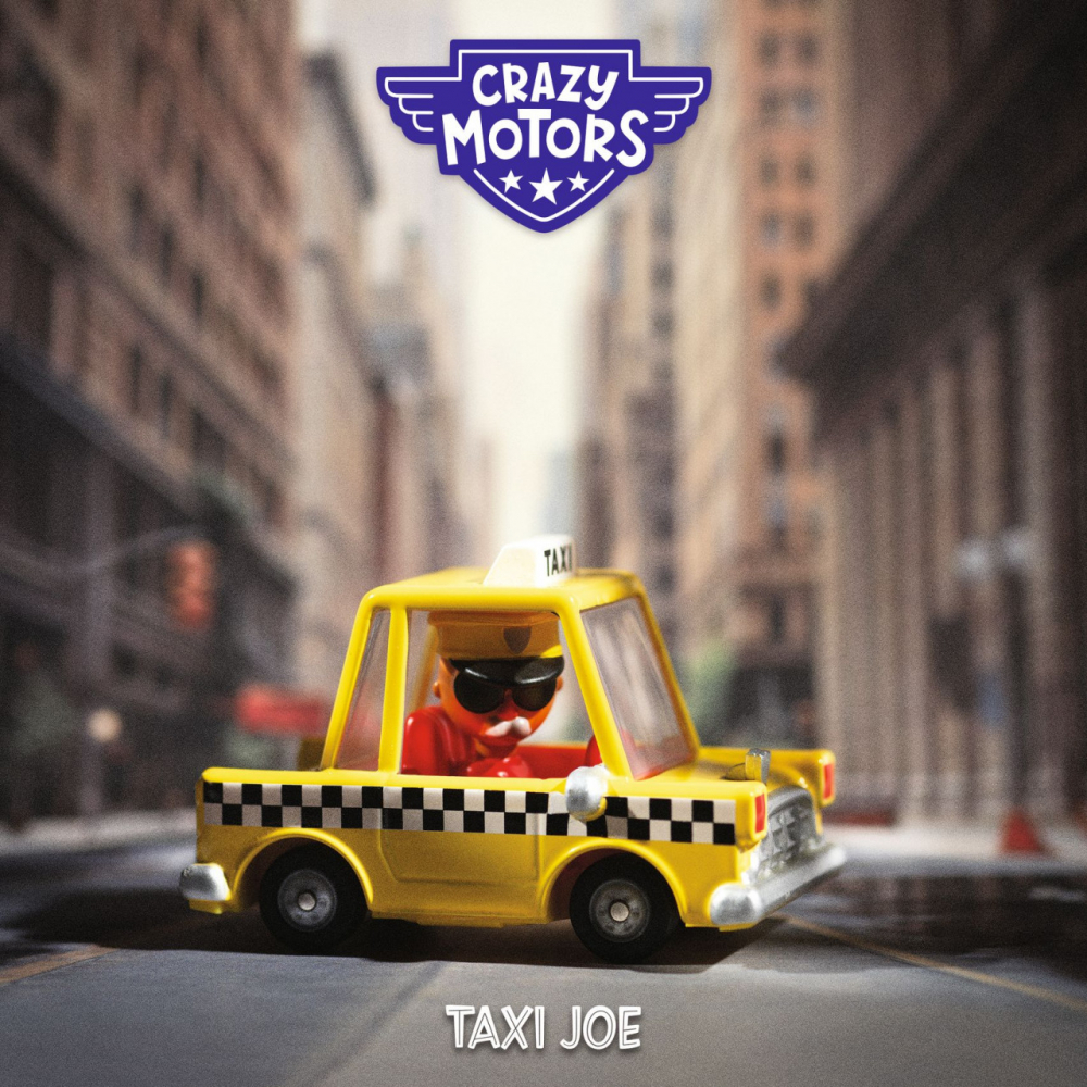 Masina metalica Taxiul lui Joe Colectia Crazy Motors Djeco,galben,6.7x4x4.4 cm [2]