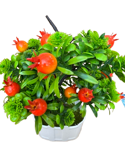 Copacel decorativ artificial cu fructe in ghiveci, plastic,13x8x30 cm [2]