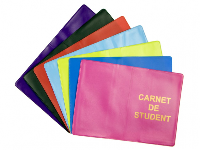 Coperta pentru carnet de student,plastic,diverse culori